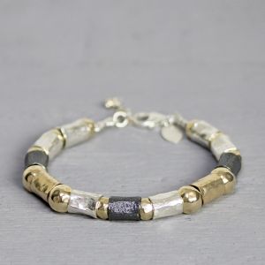 Armband zilver + goldfilled 21 cm