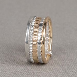 Ring LIMITED  zilver + Goldfilled 5 ringen