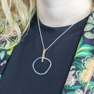 Collier zilver + verguld 60 cm