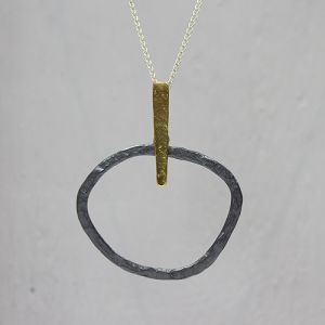 Collier zilver + verguld 60 cm