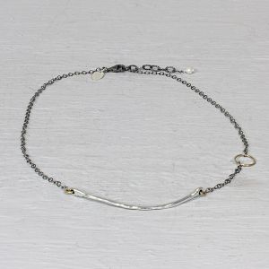 Collier zilver oxy met gouden glimlach