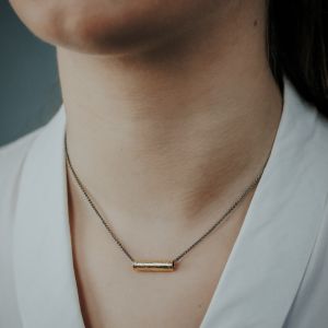 Collier zilver oxy fijn + buisje zilver verguld