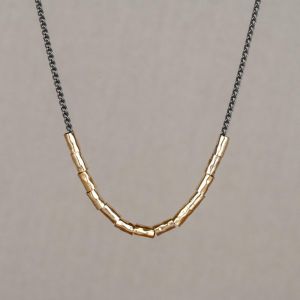 Collier zilver oxy + Goldfilled Tubes