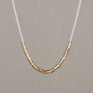 Collier zilver + Goldfilled Tubes