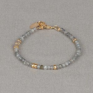 Armband Labradoriet + Goldfilled wieltjes