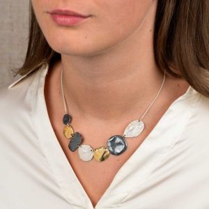 Collier stones zilver + oxy + verguld