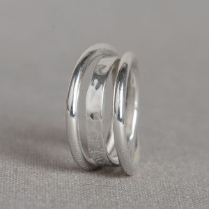 Ring zilver glad + hamerslag twist