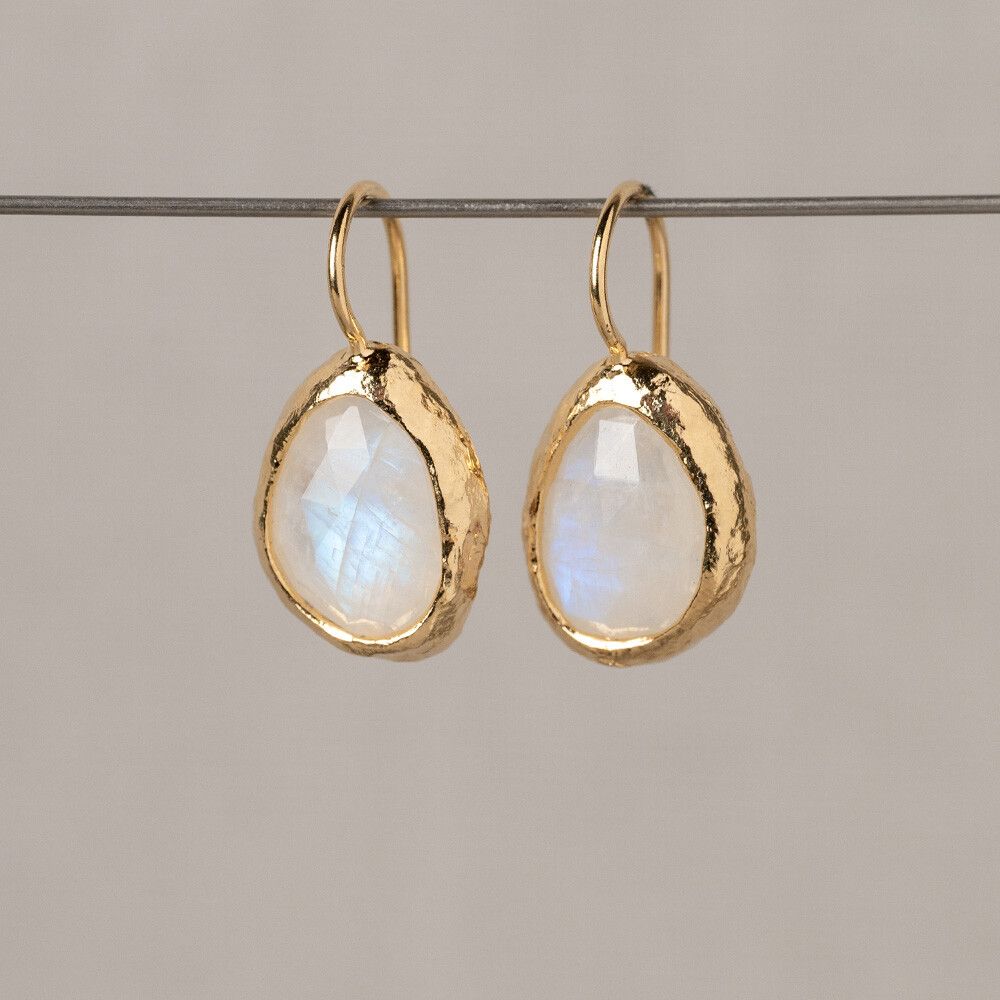 Moonstone 2024 gemstone gold dangle earrings