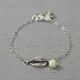 Armband SCHELP zilver oxy + Aquamarijn